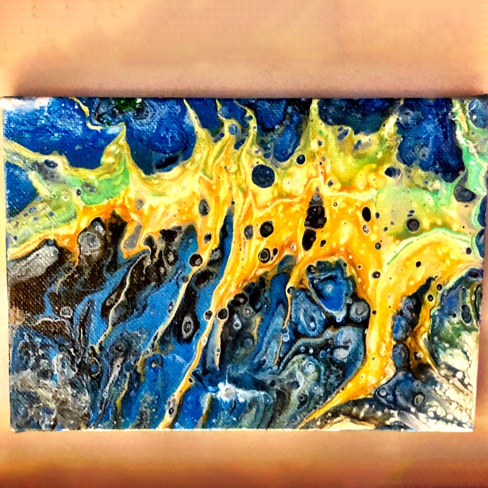 Original Acrylic Abstract Painting “Hungry” 5”x7”